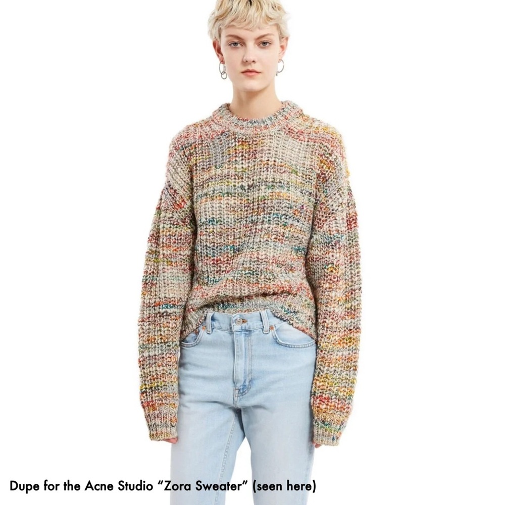 ARITZIA | WILFRED FREE RETROGRADE MULTI COLOR RAINBOW YARN GRANDPA KNIT SWEATER - Picture 12 of 14